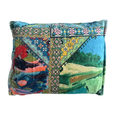 Johnny Was Torenia Travel Blanket Reversible Floral Home Lounge Green Blue NEW