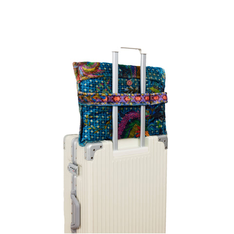 Johnny Was Torenia Travel Blanket Reversible Floral Home Lounge Green Blue NEW