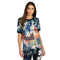 Johnny Was Ona Raglan Tee Short Plaid Navy Blue White Red Top Floral Shirt NEW
