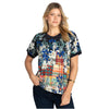 Johnny Was Ona Raglan Tee Short Plaid Navy Blue White Red Top Floral Shirt NEW
