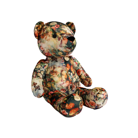 Johnny Was Teyros Velvet Bear Floral Plush Home Stuffed Animals Pink Cream NEW