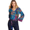Johnny Was Janie Favorite Thalassa Kimono Peacock Floral Tee Shirt Blue Top NEW