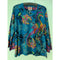 Johnny Was Janie Favorite Thalassa Kimono Peacock Floral Tee Shirt Blue Top NEW