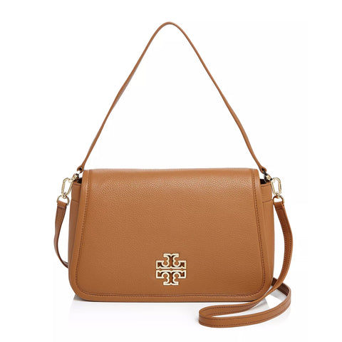 Tory Burch Britten Bark Womens Crossbody Bag Leather Handbag Brown Purse NEW