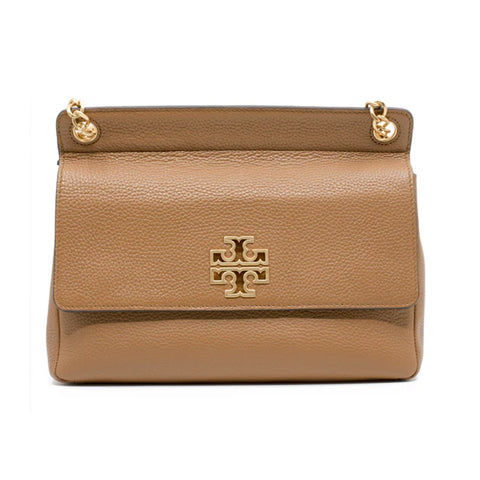 Tory Burch Britten Bark Womens Crossbody Bag Leather Handbag Brown Purse NEW