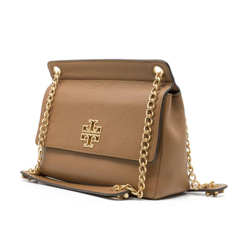 Tory Burch Britten Bark Womens Crossbody Bag Leather Handbag Brown Purse NEW