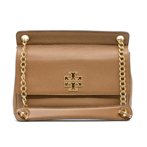 Tory Burch Britten Bark Womens Crossbody Bag Leather Handbag Brown Purse NEW