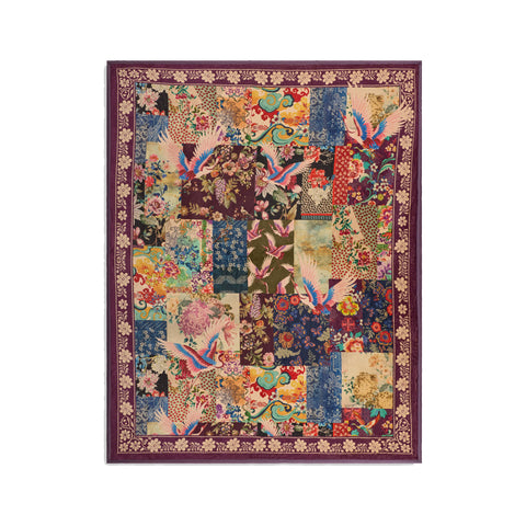 Johnny Was Laurel Canyon Fabiana Cozy Blanket Reversible Floral Brown Lounge NEW