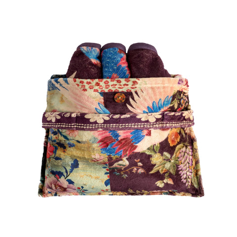 Johnny Was Fabiana Travel Blanket Reversible Floral Home Lounge Brown Beige NEW