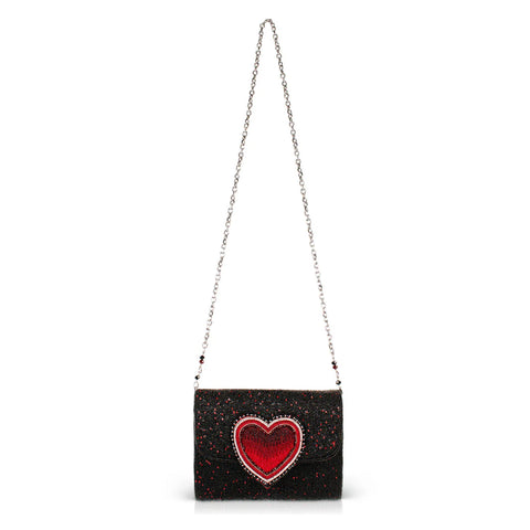 Mary Frances True Love Beaded Red Heart On Black Bag Crossbody Handbag Purse NEW