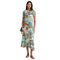 Johnny Was Janie Favorite Christy Asymmetric Hem Short Sleeve Dress Floral Green Blue NEW