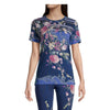 Johnny Was Revive Floral Short Sleeve Special Tee Shirt Rayon Navy Blue Top NEW