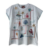 Johnny Was Amalfi Boxy Square Sleeve Tee Shirt Cotton Embroidery White Top NEW