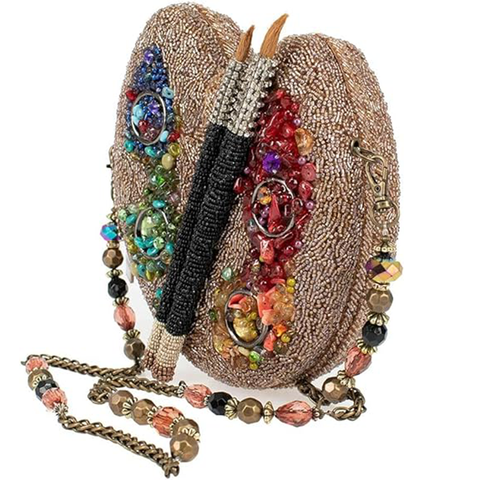 Mary Frances Painters Palette Art Special Bag Beaded Handbag Gold Rainbow NEW