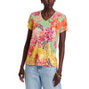 Johnny Was Janie Favorite Charli Short Tee Shirt Green Yellow Pink Floral Top NEW