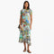 Johnny Was Janie Favorite Christy Short Sleeve V Neck Swing Tee Floral Shirt Green Blue Top NEW