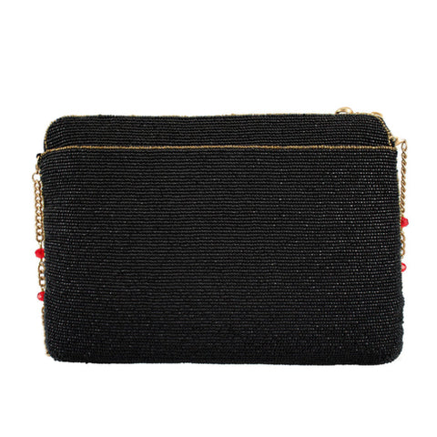 Mary Frances Holiday Magic Santa Beaded Zip Christmas Handbag Bag Black Purse NEW