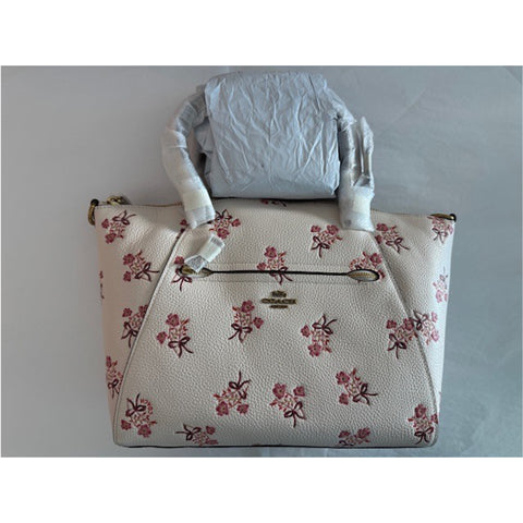 Coach Prairie Satchel Chalk Pink Flower Bow Print Zip Bag Handbag Purse NEW