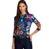 Johnny Was Janie Favorite Long Crew Tee Floral Shirt Mcdreamer Top Blue XXL NEW