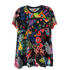 Johnny Was Janie Favorite Jenny Love Short Crew Floral Tee Shirt Black Top NEW