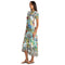 Johnny Was Janie Favorite Christy Asymmetric Hem Short Sleeve Dress Floral Green Blue NEW