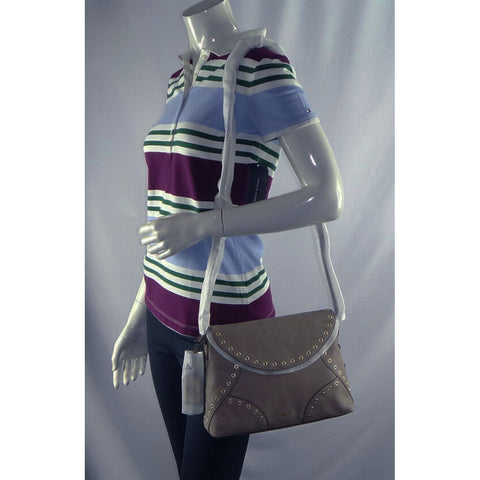 Ralph Lauren Morley Foldover Flap Crossbody Shoulder Bag Porcini Grey Purse New