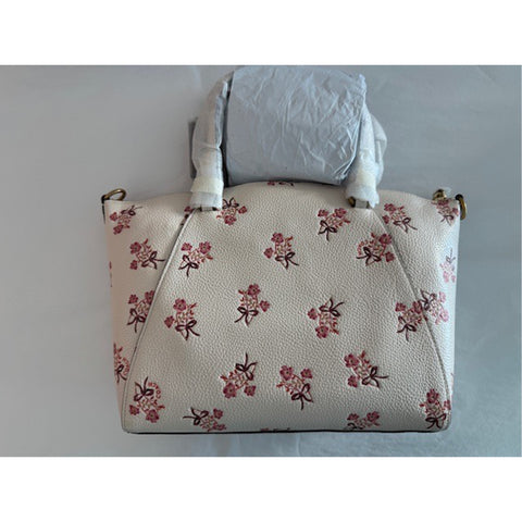 Coach Prairie Satchel Chalk Pink Flower Bow Print Zip Bag Handbag Purse NEW