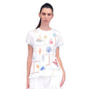 Johnny Was Amalfi Boxy Square Tee Shirt Cotton Embroidery Swing White Top NEW