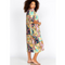 Johnny Was Long Rayon Japer Cocoon Boat Kaftan Lace Flared Dress Yellow Blue XL NEW