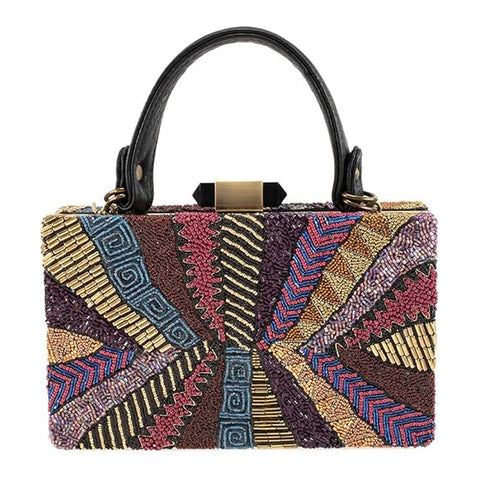 Mary Frances Eclipse Sunshine Beaded Handbag Sun Top Handle Bag Gold Purse NEW