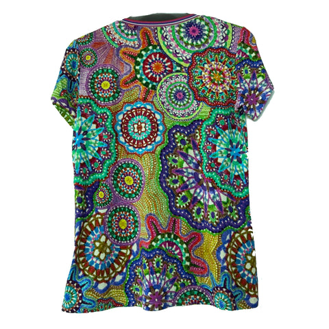 Johnny Was Janie Favorite Napper V Short Tee Naperron Shirt Green Blue Top NEW