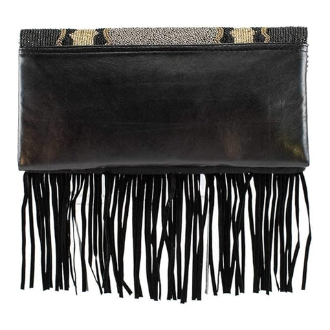 Mary Frances Western Rose Beaded Bag Embroidered Handbag Leather Purse Black NEW