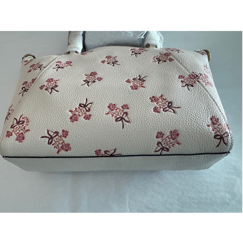 Coach Prairie Satchel Chalk Pink Flower Bow Print Zip Bag Handbag Purse NEW
