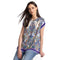 Johnny Was Janie Favorite Ruta Crew Short Draped Tee Shirt White Blue Top NEW
