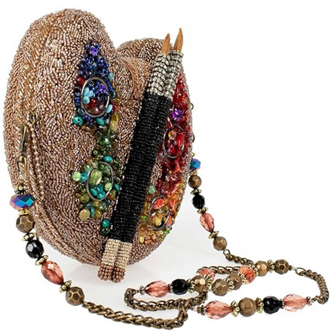 Mary Frances Painters Palette Art Special Bag Beaded Handbag Gold Rainbow NEW