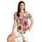 Johnny Was Janie Favorite Emily V Puff Tee Shirt Swing Pink Cream Floral Top NEW