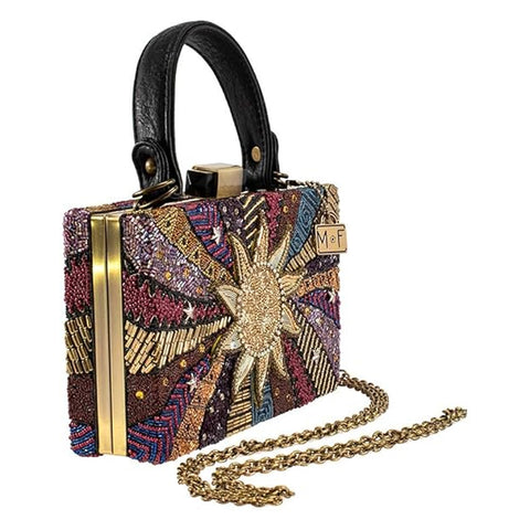 Mary Frances Eclipse Sunshine Beaded Handbag Sun Top Handle Bag Gold Purse NEW