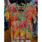 Johnny Was Janie Favorite Charli Short Tee Shirt Green Yellow Pink Floral Top NEW