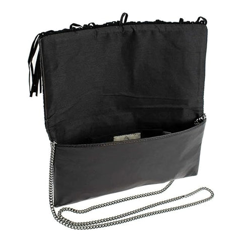 Mary Frances Western Rose Beaded Bag Embroidered Handbag Leather Purse Black NEW