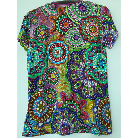 Johnny Was Janie Favorite Napper V Short Tee Naperron Shirt Green Blue Top NEW