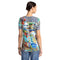 Johnny Was Janie Favorite Christy Short Sleeve V Neck Swing Tee Floral Shirt Green Blue Top NEW