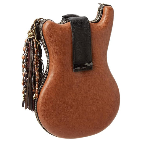 Mary Frances Special Hall Of Fame Bag Guitar Brown Beaded Handbag Music Tan New