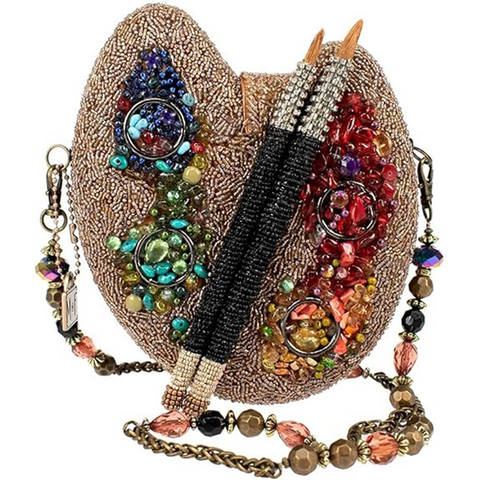 Mary Frances Painters Palette Art Special Bag Beaded Handbag Gold Rainbow NEW