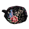 Johnny Was Colette Cotton Velvet Makeup Bag Floral Embroidered Cosmetic Handbag Black NEW