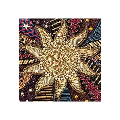 Mary Frances Eclipse Sunshine Beaded Handbag Sun Top Handle Bag Gold Purse NEW