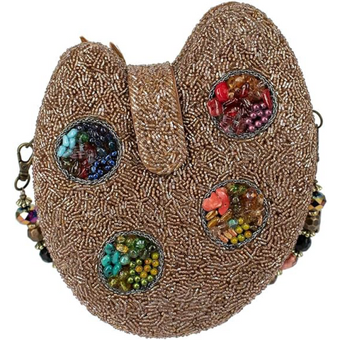 Mary Frances Painters Palette Art Special Bag Beaded Handbag Gold Rainbow NEW