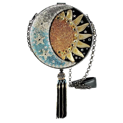 Mary Frances Day Night Sun Moon Galaxy Black Gold Special Beaded Bag Handbag NEW