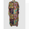 Johnny Was Long Rayon Japer Cocoon Boat Kaftan Lace Flared Dress Yellow Blue XXL NEW