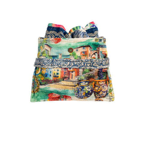 Johnny Was Christy Travel Blanket Cozy Reversible Floral City Lounge Green Blue NEW