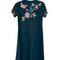 Johnny Was Gracey Crew Neck Swing Long Dress Black Pink Butterfly Embroidered New